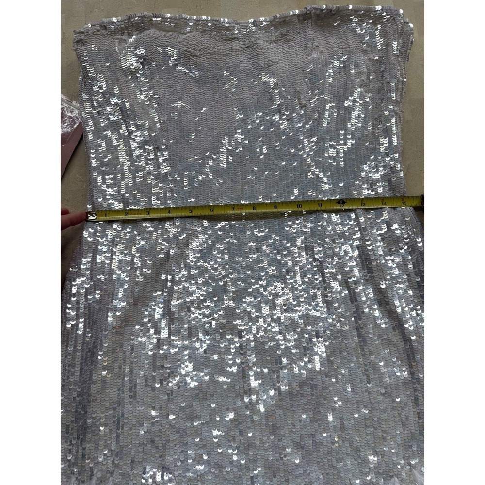 Audrey Adele Danielle Sequin Feather Mini Dress Anthropologie BHLDN Size M - Picture 6 of 16